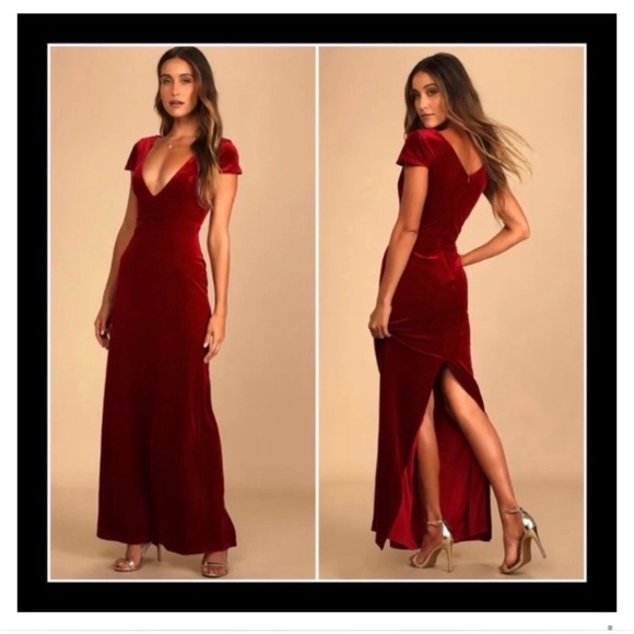LULUS Maroon Velvet Maxi Dress - Picture 1 of 13